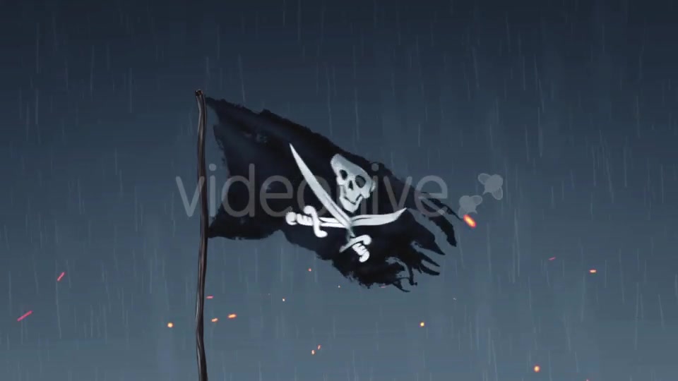 Animation of a Pirate Flag Amid Thunderstorms Videohive 19363348 Motion Graphics Image 3