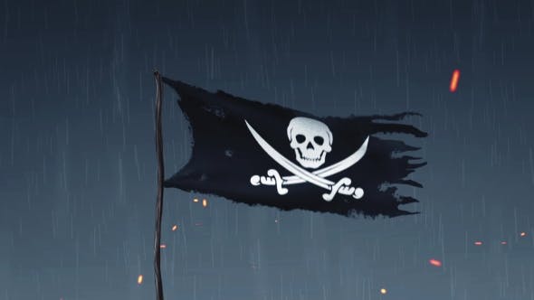Animation of a Pirate Flag Amid Thunderstorms - 19363348 Videohive Download