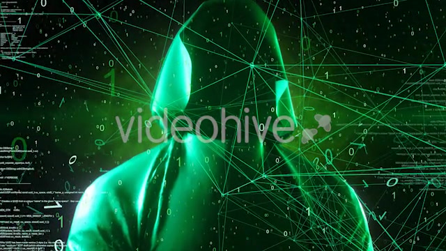 Anonymous Hacker In Hoodie Green Digital Source Code Computer Space 4K Videohive 20825381 Motion Graphics Image 3
