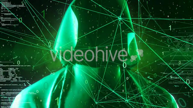 Anonymous Hacker In Hoodie Green Digital Source Code Computer Space 4K Videohive 20825381 Motion Graphics Image 5