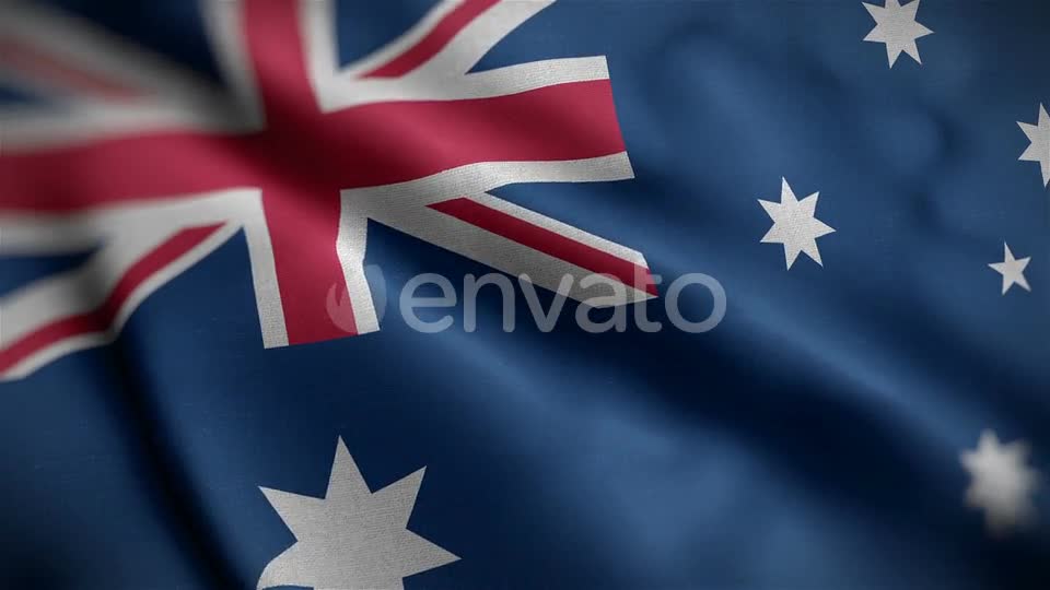 Australia Flag Closeup Blowing In Wind Videohive 25742075 Motion Graphics Image 1
