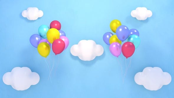 Balloons in the Sky and Fireworks - 22402213 Download Videohive