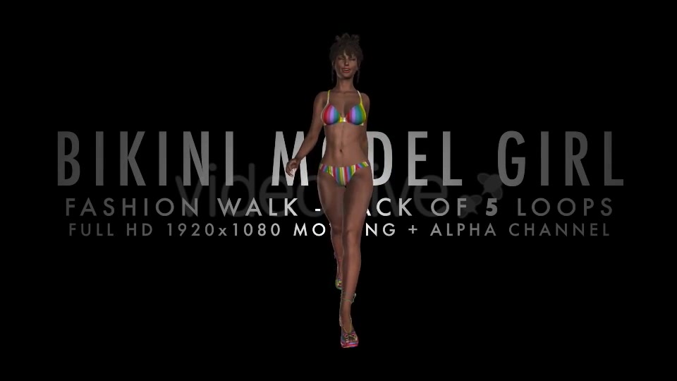 Bikini Girl Walk Cycle Rainbow Lora Pack of 5 Videohive 19589812 Motion Graphics Image 2