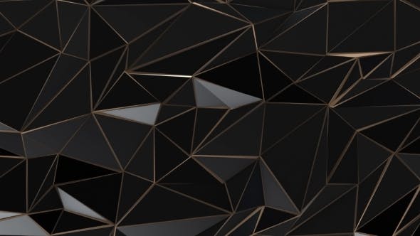 Black and Gold Abstract Low Poly Triangle Background - Download 21529930 Videohive