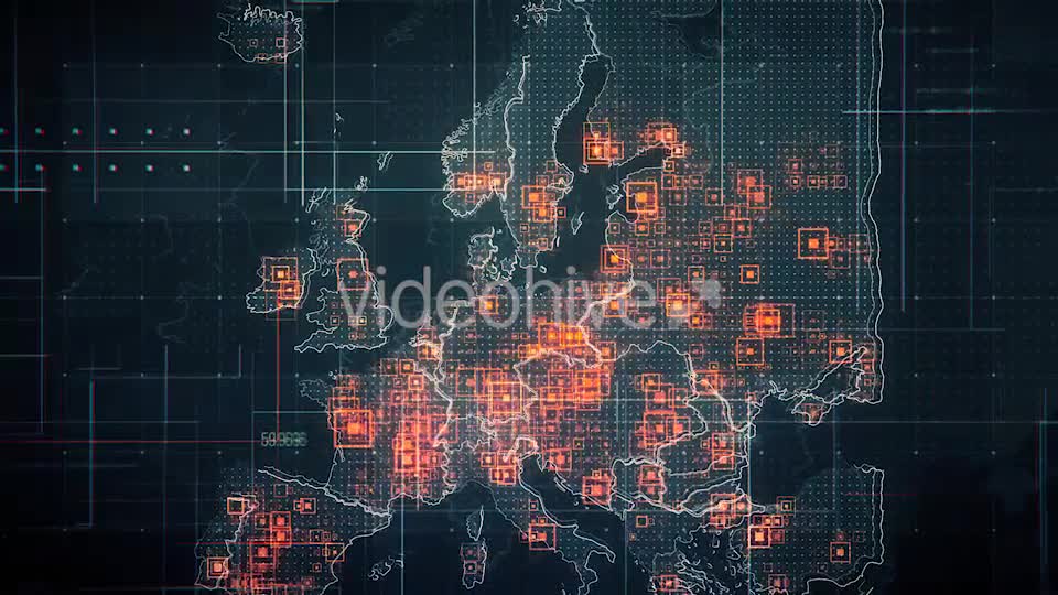 Black Europe Map with Lines Rollback Camera 4K Videohive 19714960 Motion Graphics Image 1
