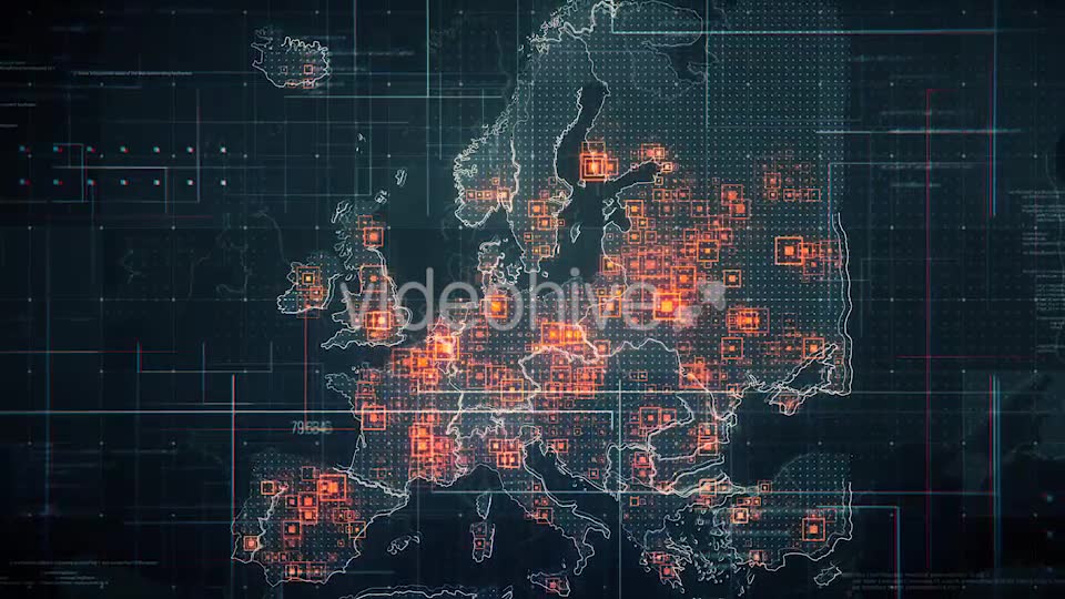 Black Europe Map with Lines Rollback Camera 4K Videohive 19714960 Motion Graphics Image 2