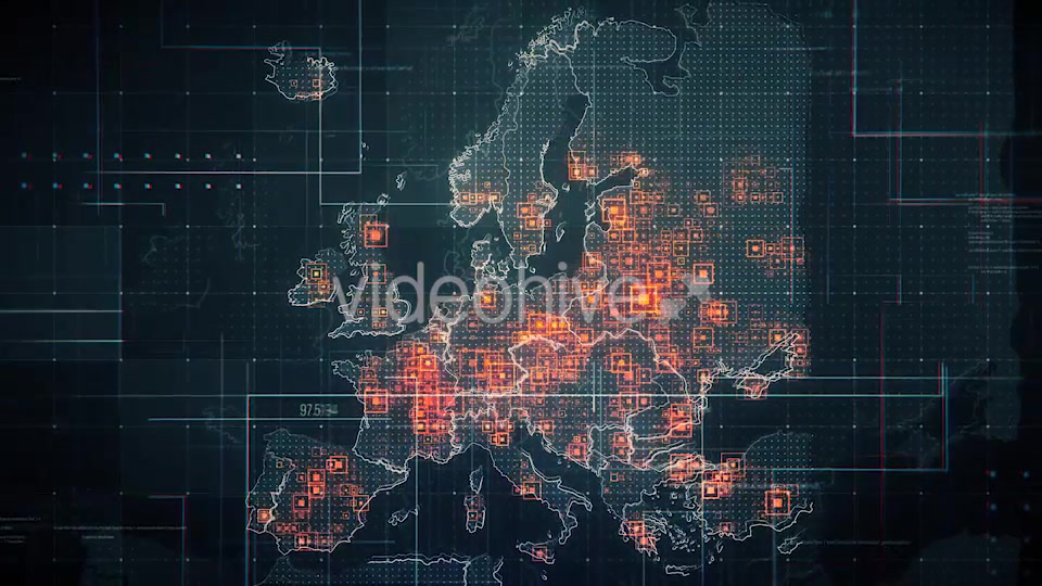 Black Europe Map with Lines Rollback Camera 4K Videohive 19714960 Motion Graphics Image 3