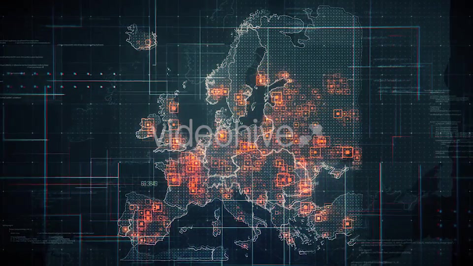Black Europe Map with Lines Rollback Camera 4K Videohive 19714960 Motion Graphics Image 4