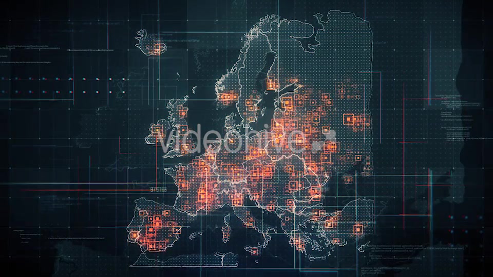 Black Europe Map with Lines Rollback Camera 4K Videohive 19714960 Motion Graphics Image 5