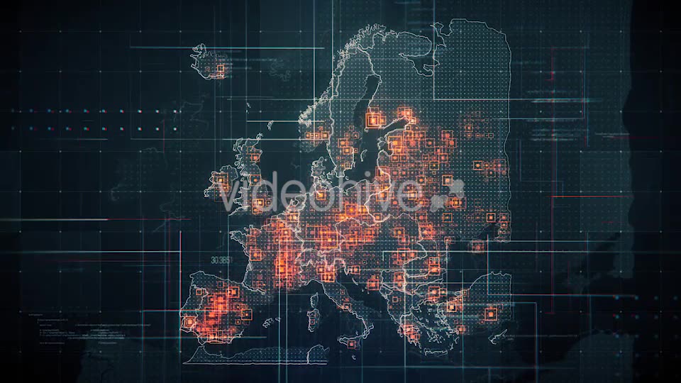 Black Europe Map with Lines Rollback Camera 4K Videohive 19714960 Motion Graphics Image 6