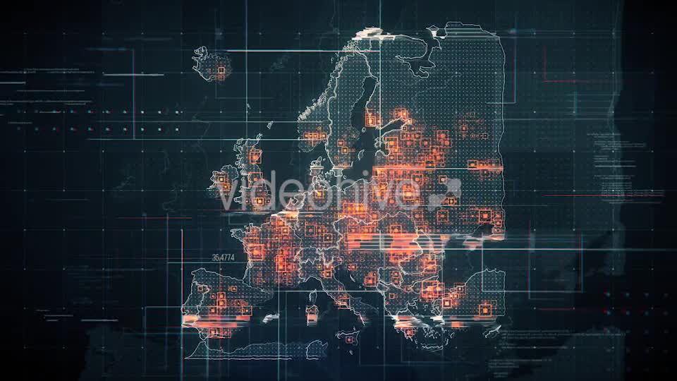 Black Europe Map with Lines Rollback Camera 4K Videohive 19714960 Motion Graphics Image 7
