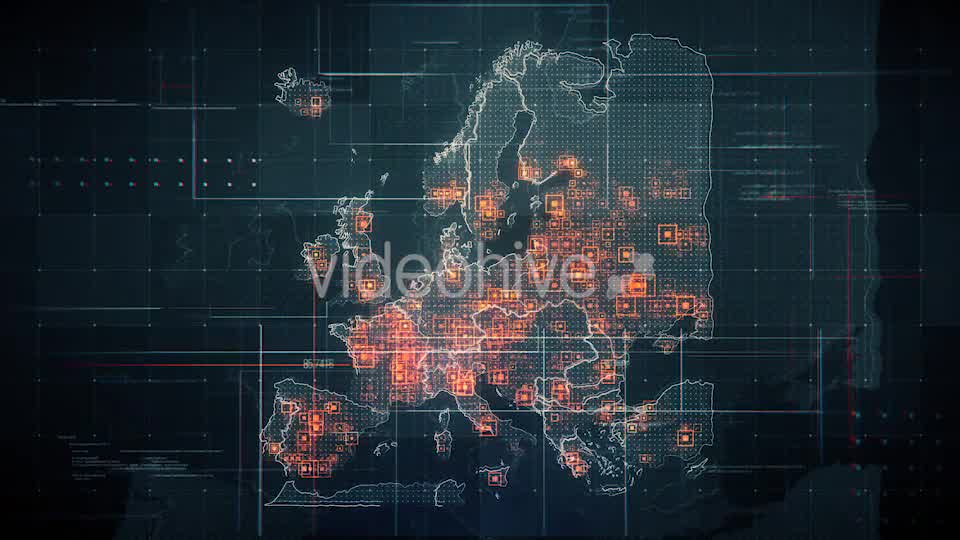 Black Europe Map with Lines Rollback Camera 4K Videohive 19714960 Motion Graphics Image 8