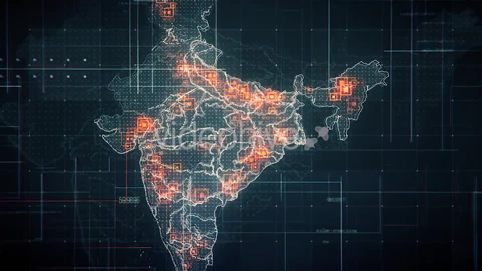 Black India Map with Lines Rollback Camera 4K Videohive 19768772 Motion Graphics Image 1