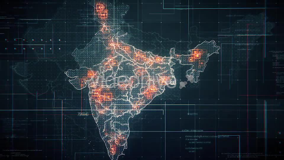 Black India Map with Lines Rollback Camera 4K Videohive 19768772 Motion Graphics Image 2