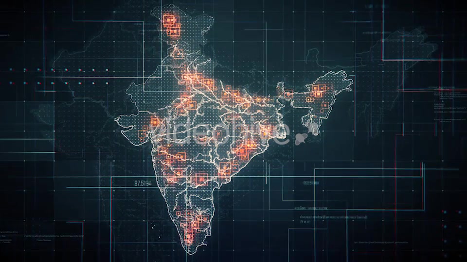 Black India Map with Lines Rollback Camera 4K Videohive 19768772 Motion Graphics Image 3