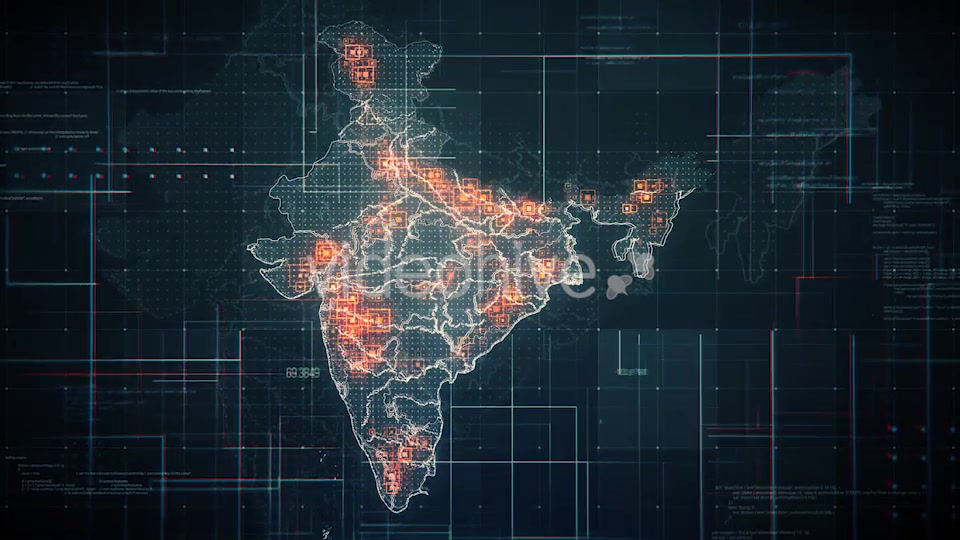 Black India Map with Lines Rollback Camera 4K Videohive 19768772 Motion Graphics Image 4