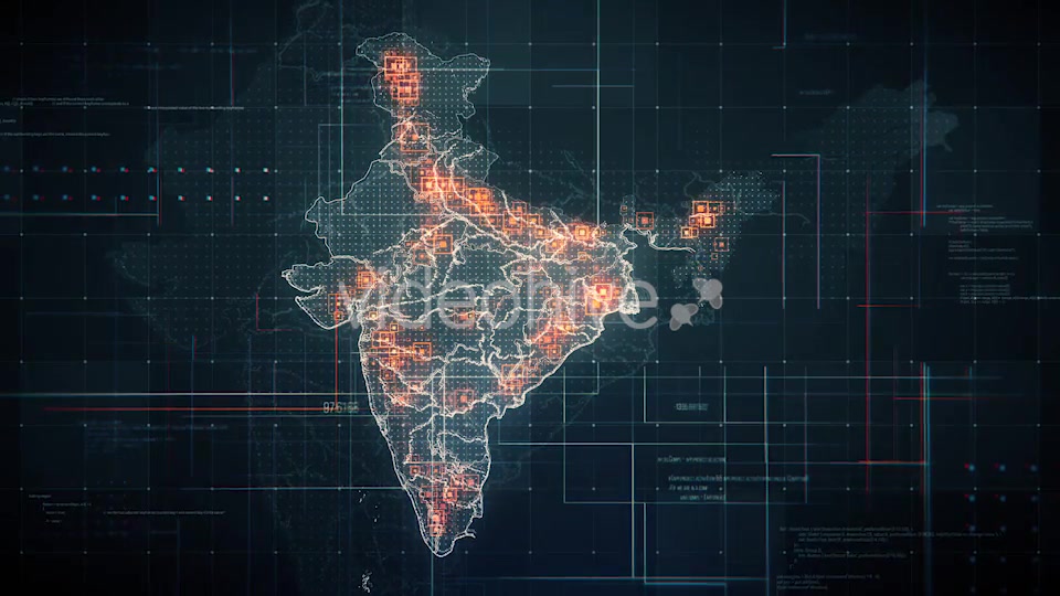 Black India Map with Lines Rollback Camera 4K Videohive 19768772 Motion Graphics Image 5