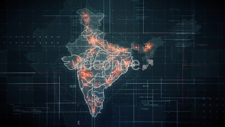 Black India Map with Lines Rollback Camera 4K Videohive 19768772 Motion Graphics Image 6