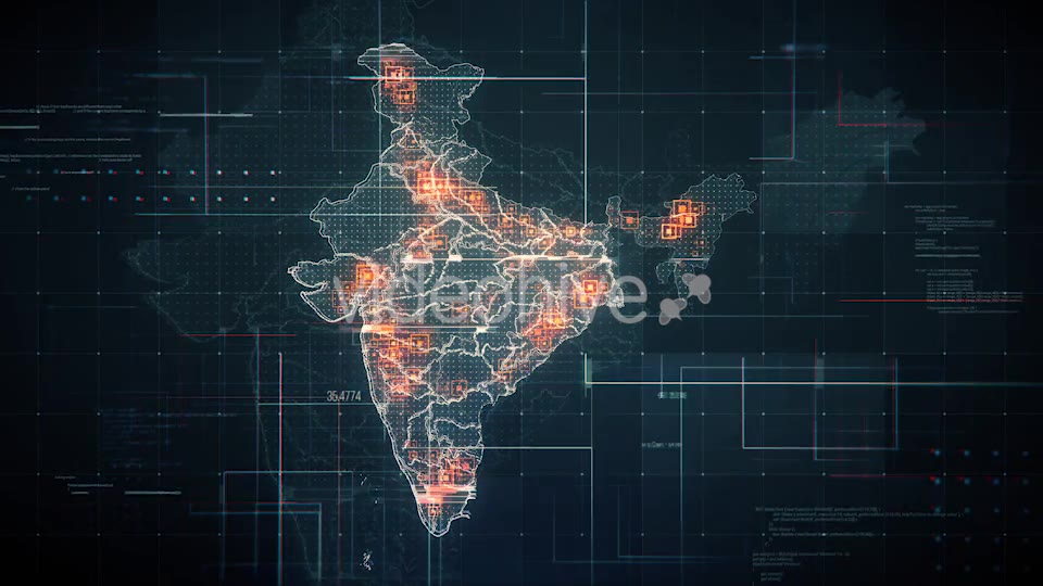 Black India Map with Lines Rollback Camera 4K Videohive 19768772 Motion Graphics Image 7