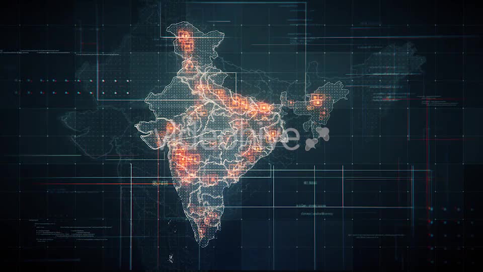 Black India Map with Lines Rollback Camera 4K Videohive 19768772 Motion Graphics Image 8