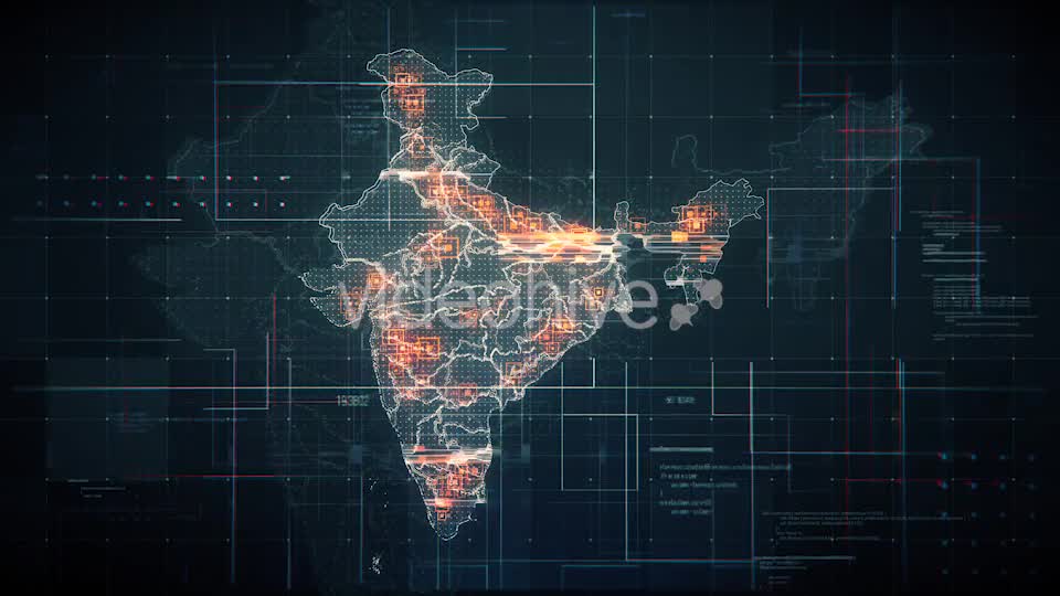 Black India Map with Lines Rollback Camera 4K Videohive 19768772 Motion Graphics Image 9