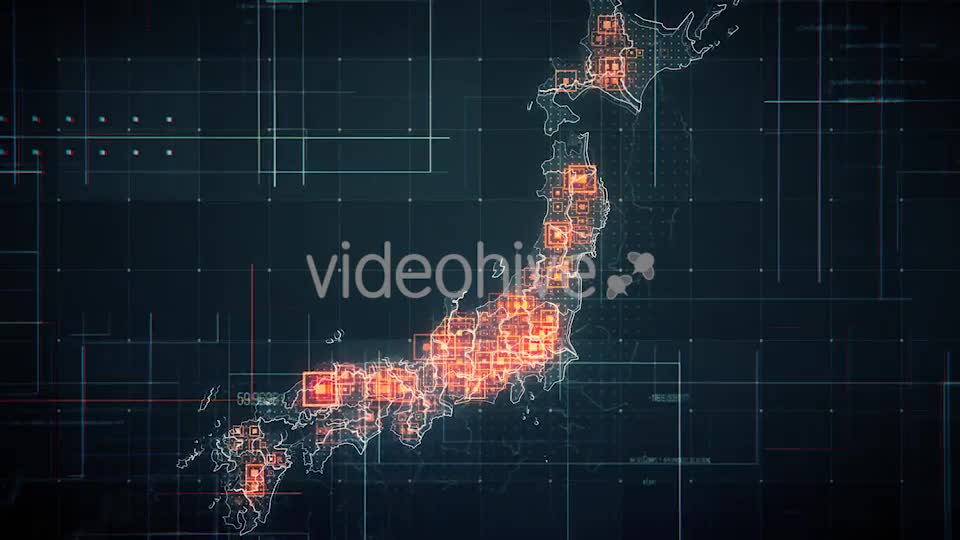 Black Japan Map with Lines Rollback Camera 4K Videohive 19772766 Motion Graphics Image 1