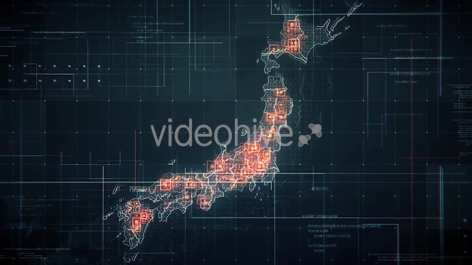Black Japan Map with Lines Rollback Camera 4K Videohive 19772766 Motion Graphics Image 2