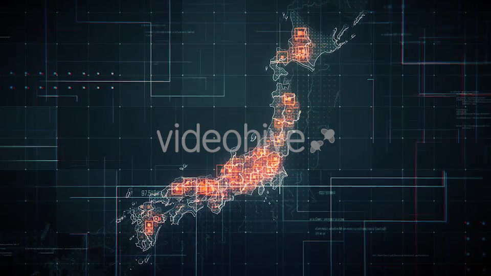Black Japan Map with Lines Rollback Camera 4K Videohive 19772766 Motion Graphics Image 3