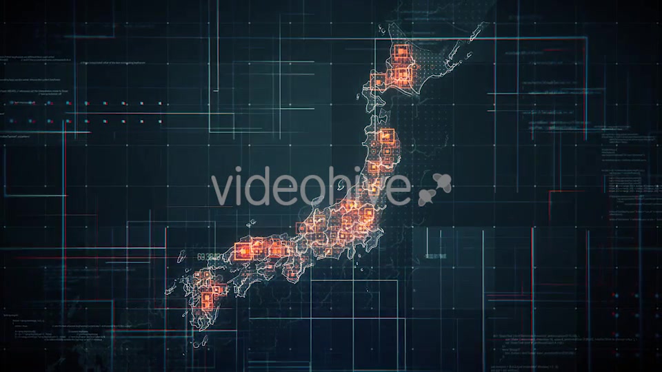Black Japan Map with Lines Rollback Camera 4K Videohive 19772766 Motion Graphics Image 4