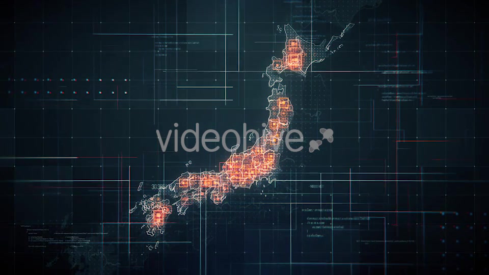 Black Japan Map with Lines Rollback Camera 4K Videohive 19772766 Motion Graphics Image 6