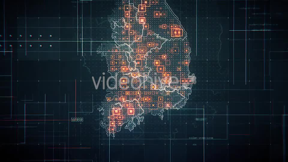 Black South Korea Map with Lines Rollback Camera 4K Videohive 19814400 Motion Graphics Image 1
