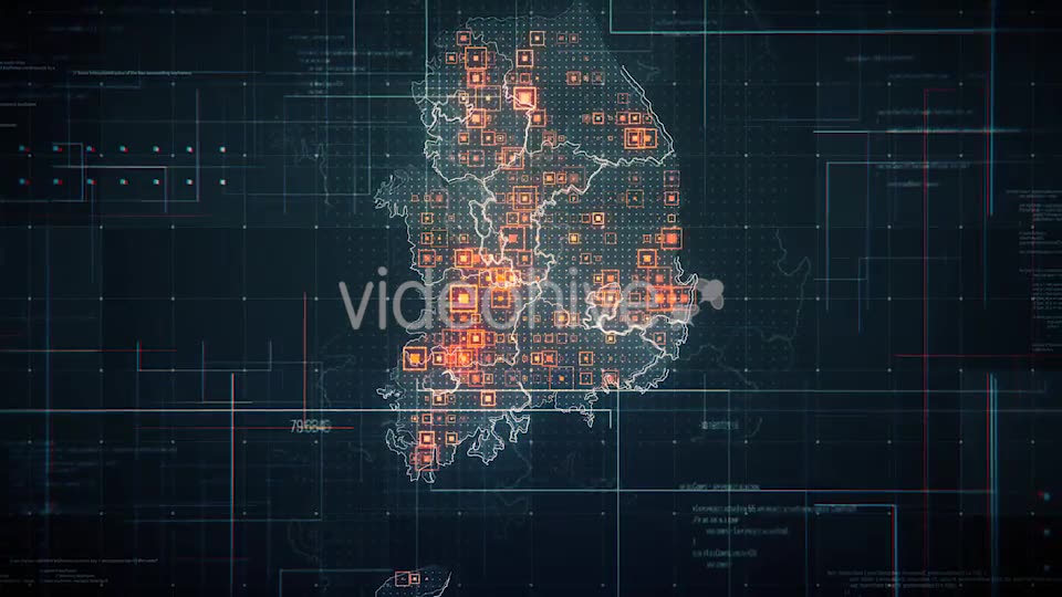 Black South Korea Map with Lines Rollback Camera 4K Videohive 19814400 Motion Graphics Image 2