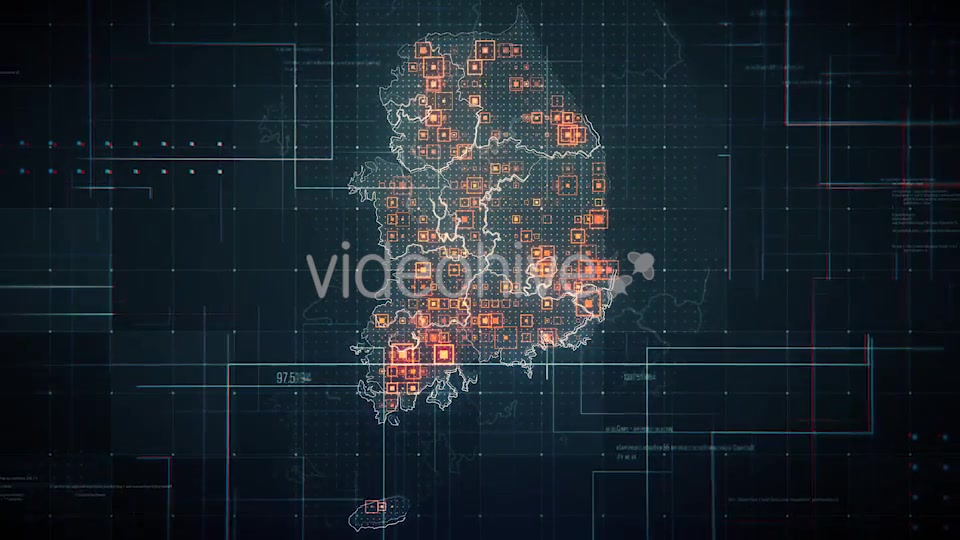 Black South Korea Map with Lines Rollback Camera 4K Videohive 19814400 Motion Graphics Image 3