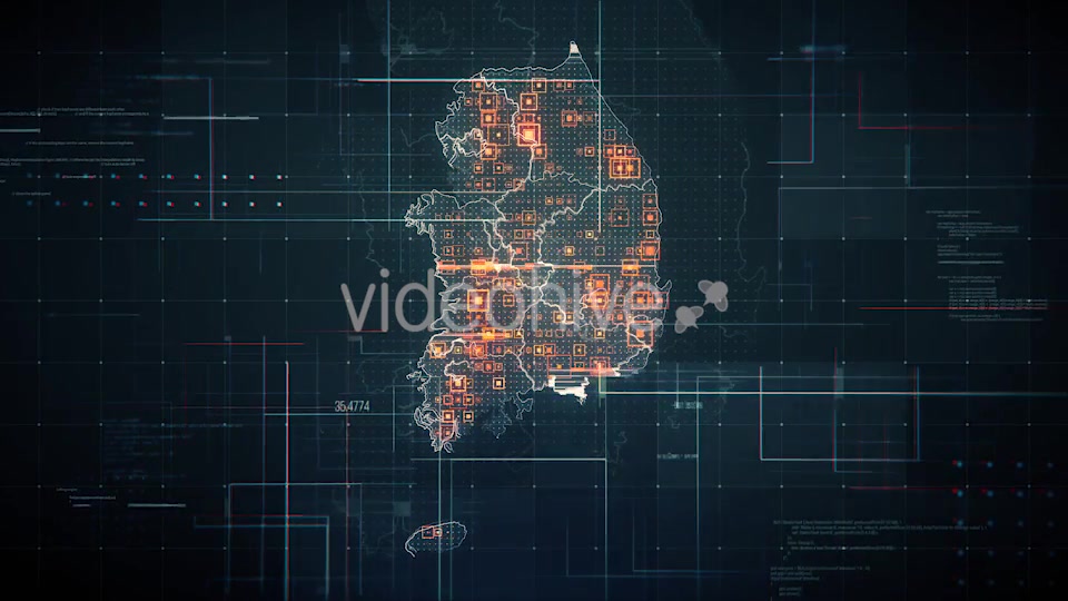 Black South Korea Map with Lines Rollback Camera 4K Videohive 19814400 Motion Graphics Image 7