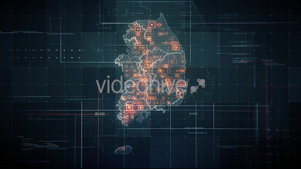 Black South Korea Map with Lines Rollback Camera 4K Videohive 19814400 Motion Graphics Image 8