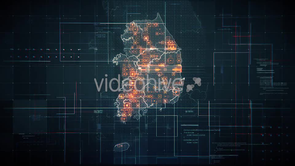 Black South Korea Map with Lines Rollback Camera 4K Videohive 19814400 Motion Graphics Image 9