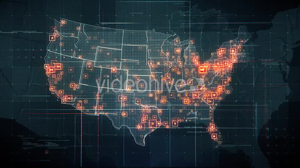 Black USA Map with Lines Rollback Camera 4K Videohive 19681667 Motion Graphics Image 8