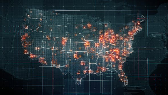 Black USA Map with Lines Rollback Camera 4K - Download 19681667 Videohive