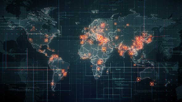 Black World Map with Lines Rollback Camera 4K - Download 19681132 Videohive