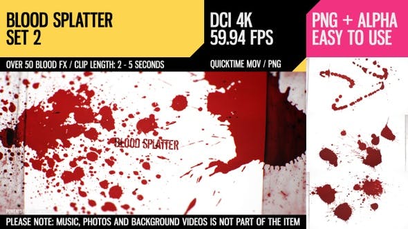 Blood Splatter (4K Set 2) - Videohive 22649473 Download