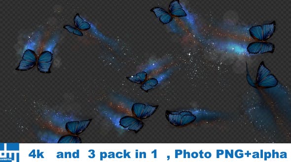 Blue Butterfly Dynamic Flying Particle Tail - Videohive Download 18601479