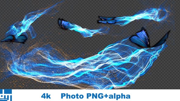 Blue Butterfly Gorgeous Particle Light Trailing Flying V1 - 18715454 Download Videohive