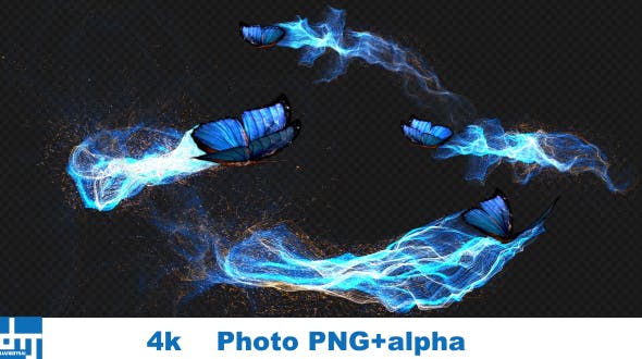 Blue Butterfly Gorgeous Particle Light Trailing Flying V2 - 18715439 Videohive Download