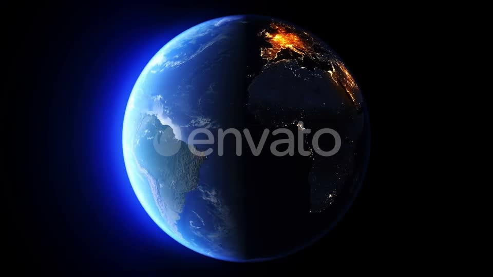 Blue Earth Day Vs Night Sun From West Seamless Loop Videohive 22753596 Motion Graphics Image 1