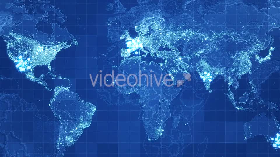 Blue Global Map Network Rollback 4K Videohive 19907564 Motion Graphics Image 1