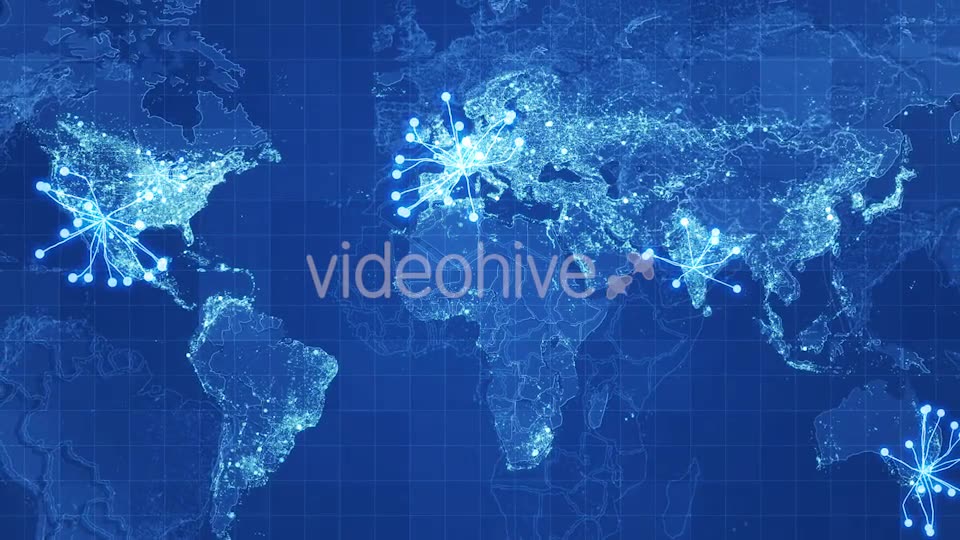 Blue Global Map Network Rollback 4K Videohive 19907564 Motion Graphics Image 2