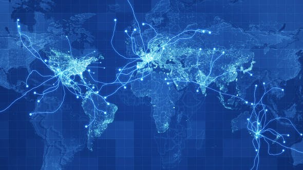 Blue Global Map Network Rollback 4K - Download 19907564 Videohive