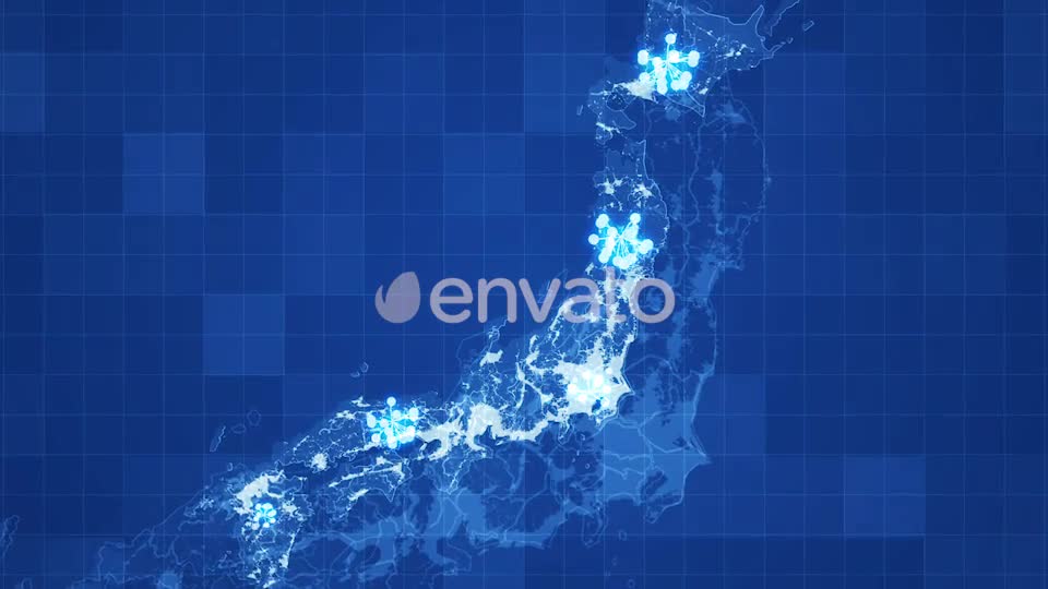 Blue Japan Map Network Rollback 4K Videohive 21860409 Motion Graphics Image 1