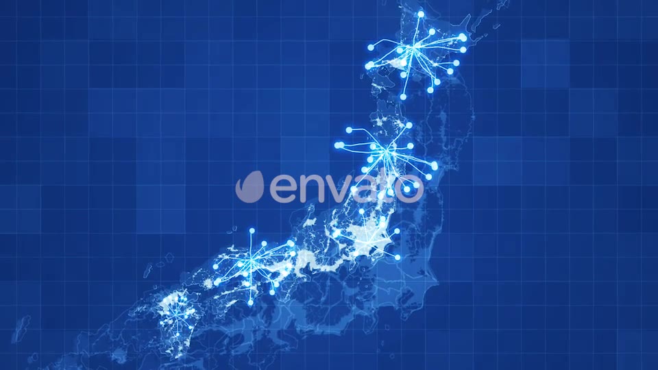 Blue Japan Map Network Rollback 4K Videohive 21860409 Motion Graphics Image 2