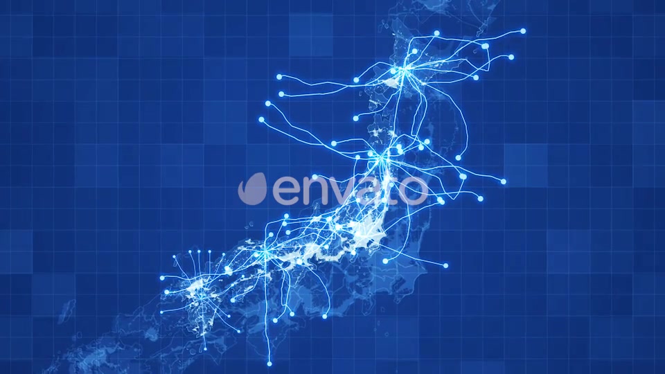 Blue Japan Map Network Rollback 4K Videohive 21860409 Motion Graphics Image 5